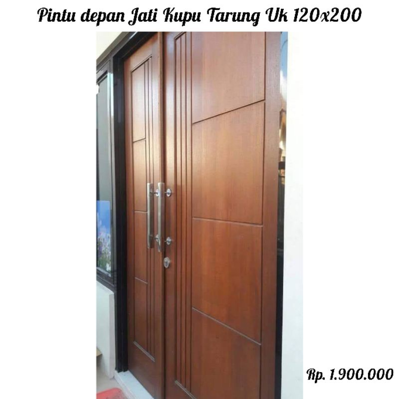 Pintu depan Kayu Jati Kupu Tarung Ukuran 120x200