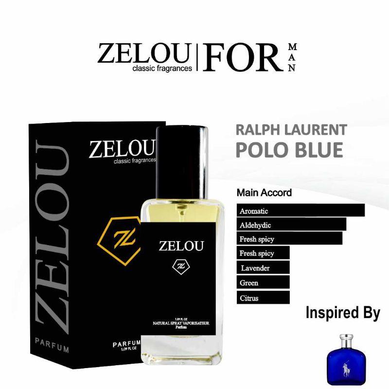 ZELOU PARFUME Inspired By Ralph Laurent Polo Blue For Man