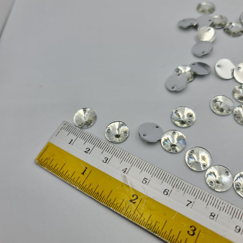 DIAMON RESIN BENING PUTIH MOTIF BULAT LANCIP UK. 12 MM KUALITAS PREMIUM KILAU PER LUSIN