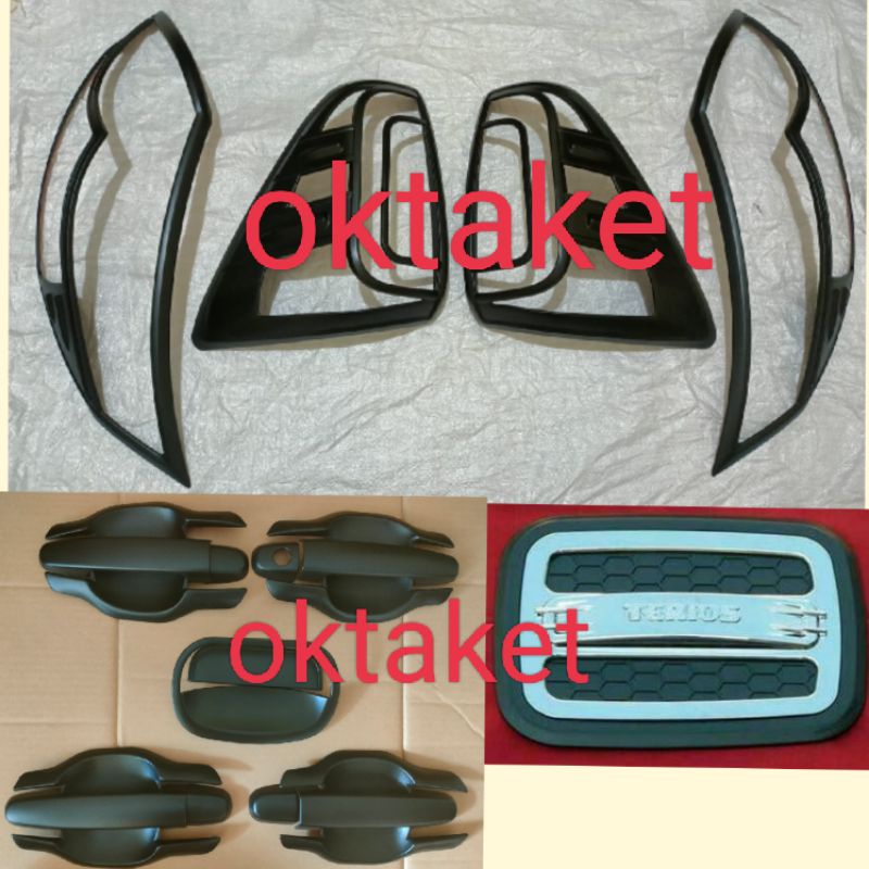 paket lengkap garnish depan belakang outer handle tank cover Rush Terios 2015 2016 2017 Hitam Dop