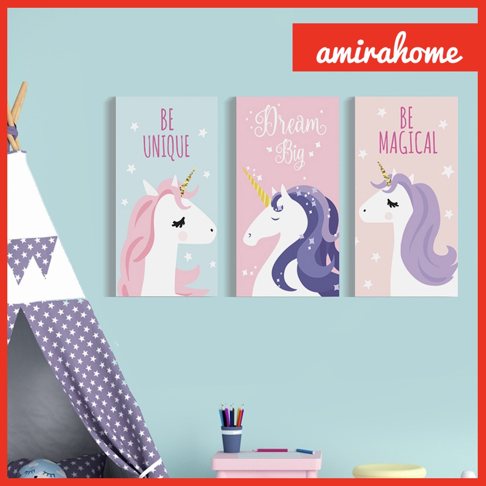 Wall decor Pony Hiasan dinding Unicorn Poster aesthetic kamar anak