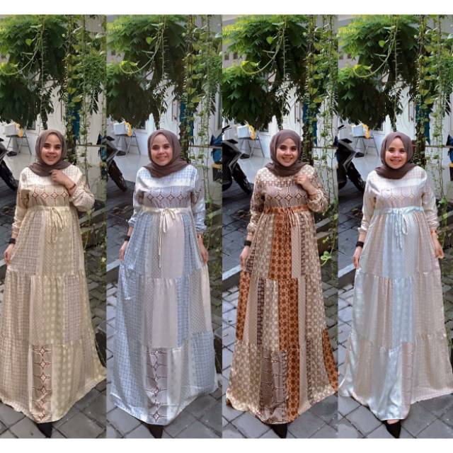 Dress anira vavani (pakain baju gamis motif perempuan wanita muslimah busui pesta kondangan)