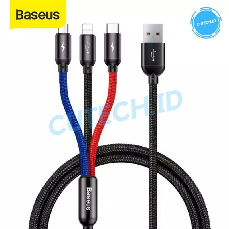 BASEUS KABEL DATA 3 IN 1 MICRO USB, TYPE C , LIGHTNING 1.2M 3.5A