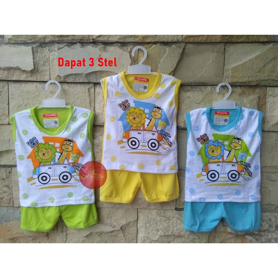 3 Stel Setelan Baju Bayi Pendek D'noorfa Berkualitas Usia 3-18 Bln. Beli Ecer Harga Grosir