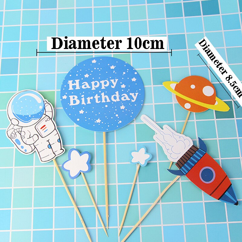 Astronaut Spaceman Theme Cake Topper Kids Favors Baby Shower Birthday Party Cake Decorations