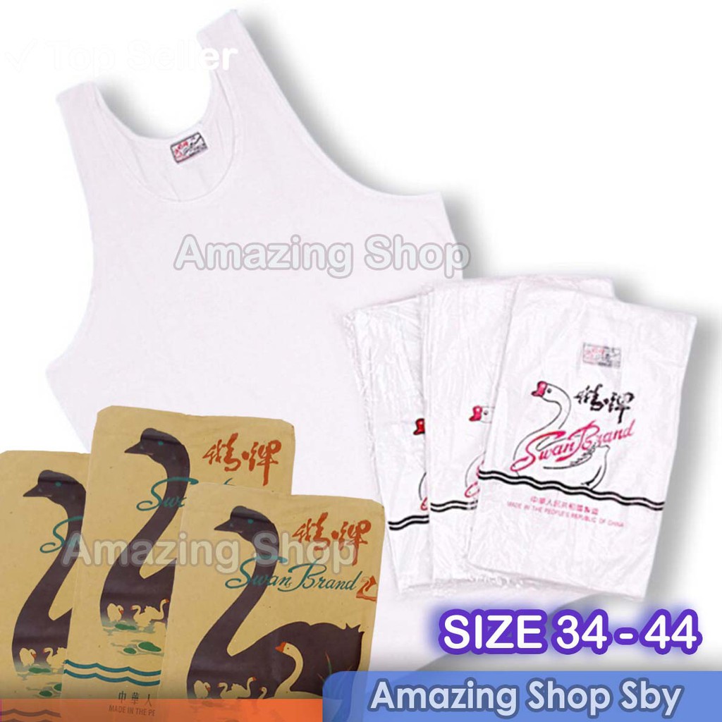 Grosir 1/2 Lusin Singlet Swan Brand Kaos Dalam Pria Swan Brand harga 6 Pcs Kaos  Cowok Murah