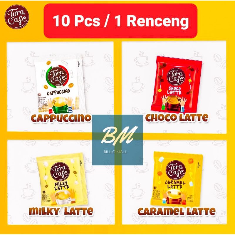 

Kopi Torabika TORA CAFE isi 10 Pcs / Toracafe 1 Renceng isi 10 Sachet / Tora Cafe Milky Latte 10 Pcs / Toracafe Cappuccino 10 Pcs / Toracafe Caramel Latte 10 Pcs / Toracafe Choco Latte 10 Pcs