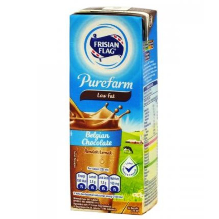 

Frisian Flag Purefarm Low Fat Rasa Cokelat 225ml - Bendera Susu UHT