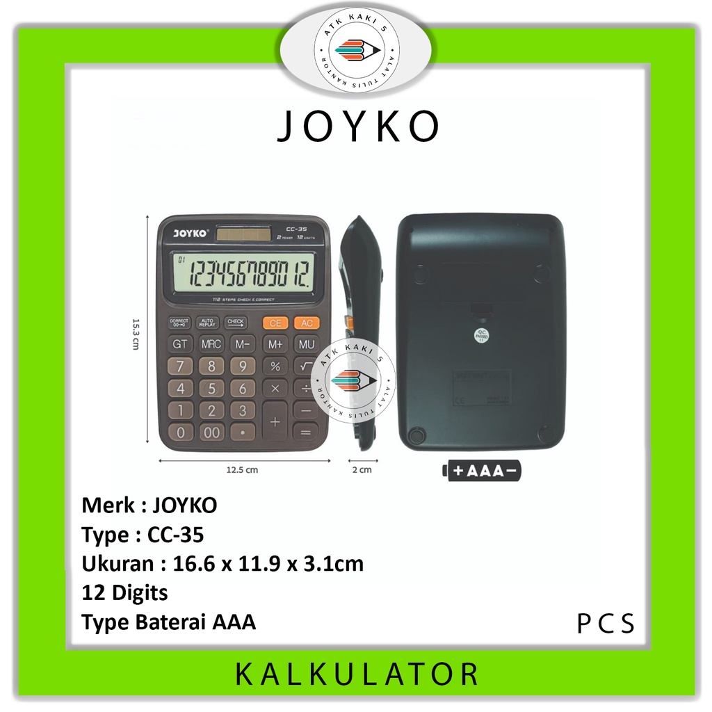 

JOYKO - Kalkulator CC-35 12 Digits Check Correct - PCS