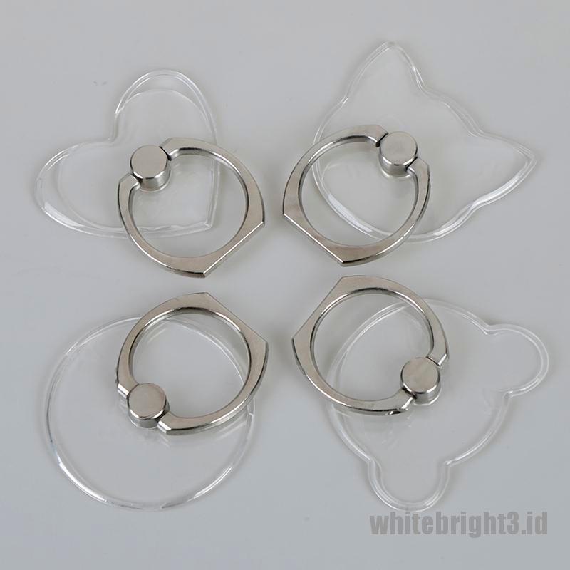 &lt;white3&gt; Clear mount holder mobile phone holder stand finger ring support desk cell phone