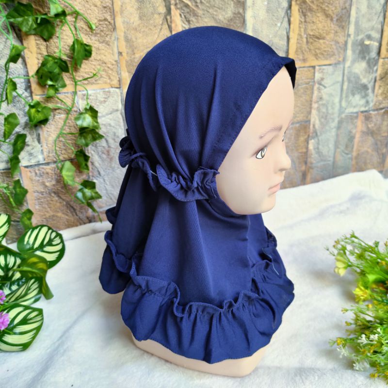 Jilbab baby anak lucu unyu premium 3 4 5 6 7 8 9 bulan 1 2 tahun hijab lucu bahan jersey ( jilbab rempel momo baby )