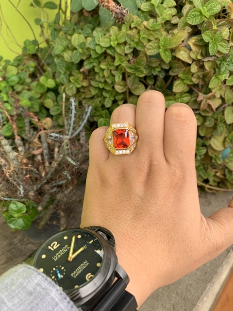 Cincin Pria Red Ruby Ring Gold Super Mewah Berkelas