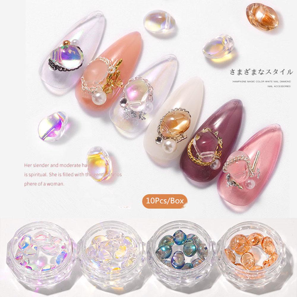 AUGUSTINA Agustina Aurora Batu Kristal 10pcs Gadis Manikur Alat Fashion Permata Tidak Teratur Perhiasan Mengkilap