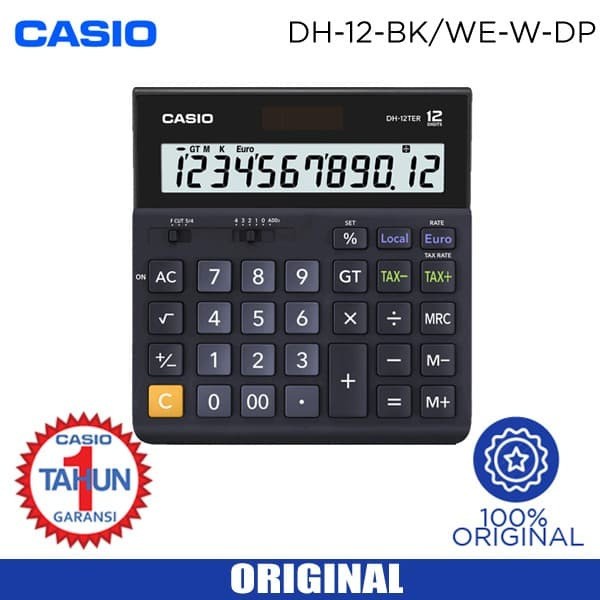 Kalkulator Casio DH 12 BK 12 Digit Calculator Desktop Casio DH12 BK - Hitam