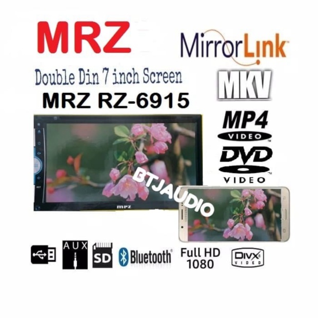 Jual HEAD UNIT TAPE TV MOBIL DOUBLE DIN MRZ RZ-6915 MIRROLINKUSB MP4MKV Limited