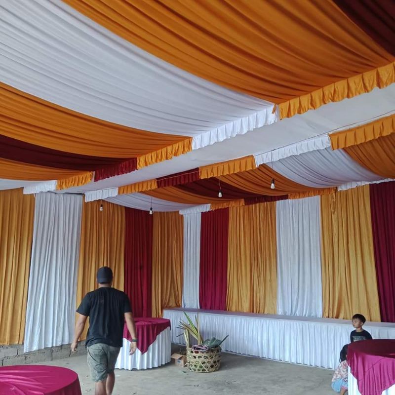 plafon sisir L. 1m x P. 4 tenda dekorasi, plafon serut terop