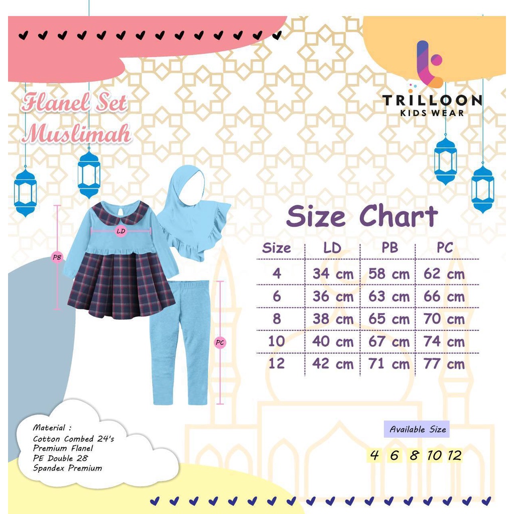 Setelan anak Flanel Set Muslimah By Trilloon