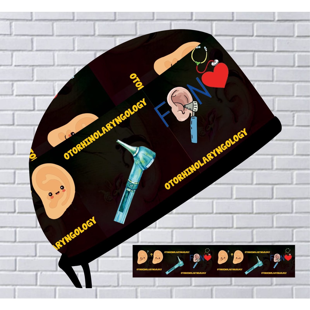 Head Cap /Topi Medis / Scrub Hat / Surgical Cap / Topi Dokter Custom Printing Motif THT / otorhinola