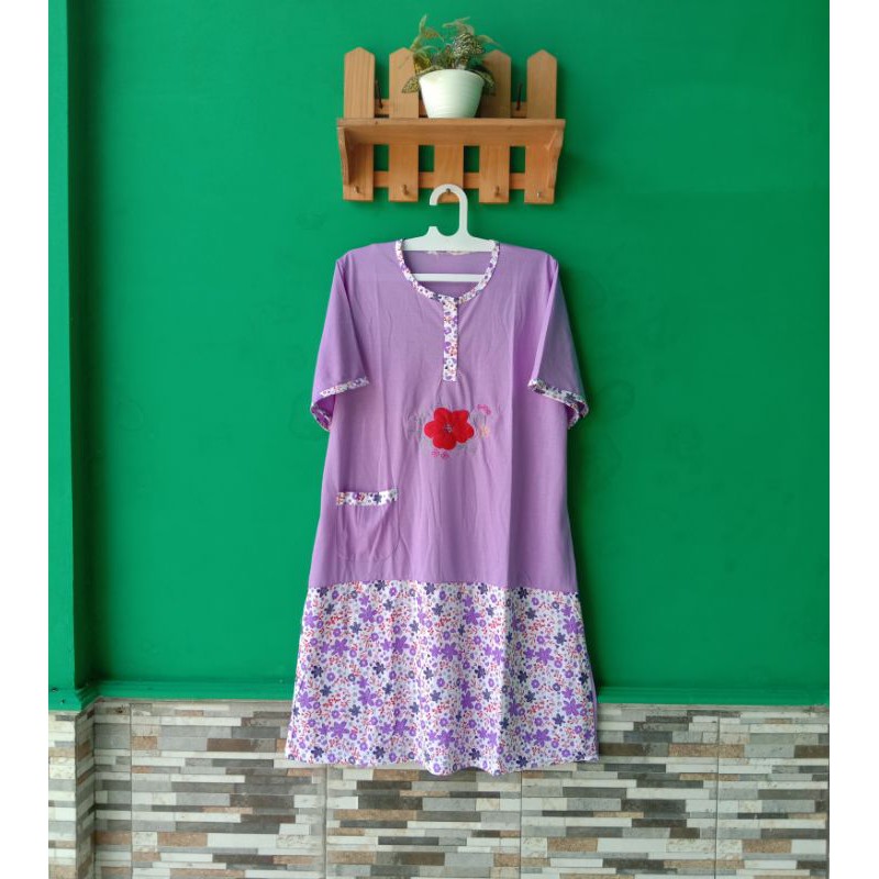 ASLI JUMBO Daster kaos RoyaL Ld125 busui bahan adem nyaman-Ungu