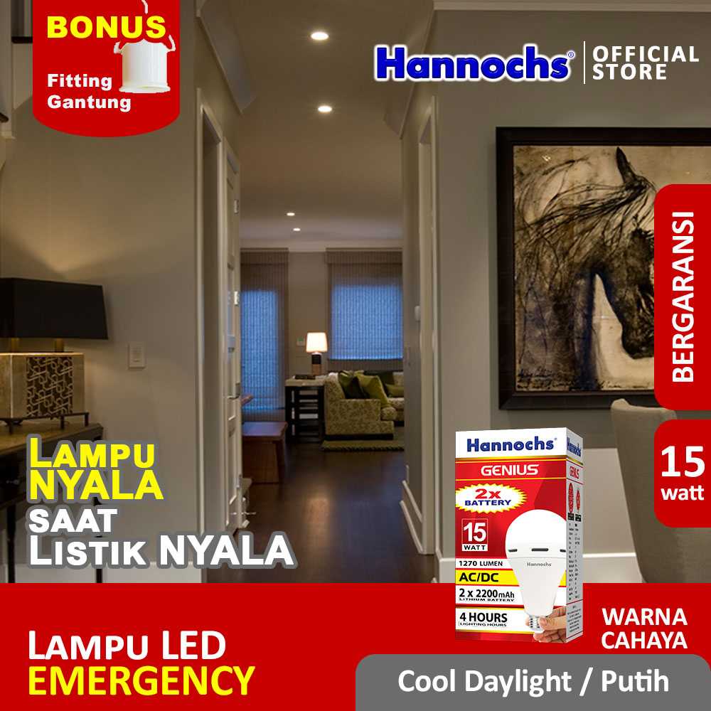 Hannochs Emergency GENIUS 15 watt CDL 2 pcs - Putih - Paket Murah