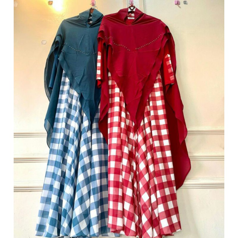 GAMIS TARTAN DAILY ORIGINAL / GAMIS JERSEY MIX CERUTY SET HIJAB / NEW DRESS CANTIK WANITA KEKINIAN