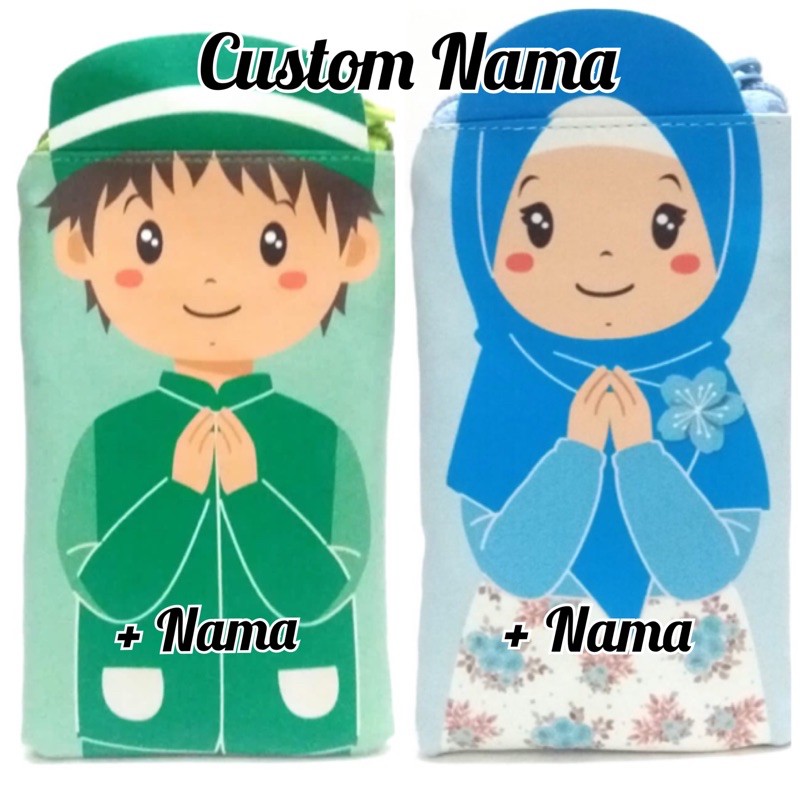 Custom Nama Dompet Amplop Idul Fitri Lebaran Fitrah Ramadan 3D Lucu Muslim Hijab Uang Tidak Dilipat (Produk Custom pembayaran tidak bisa COD)