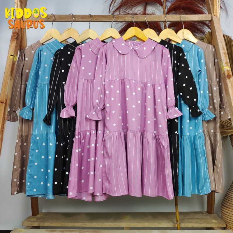 GAMIS SALUR POLKADOT USIA 1-10 TAHUN WARNA BIRU,COKSU,PINK,HITAM, PUTIH, ABU, UNGU