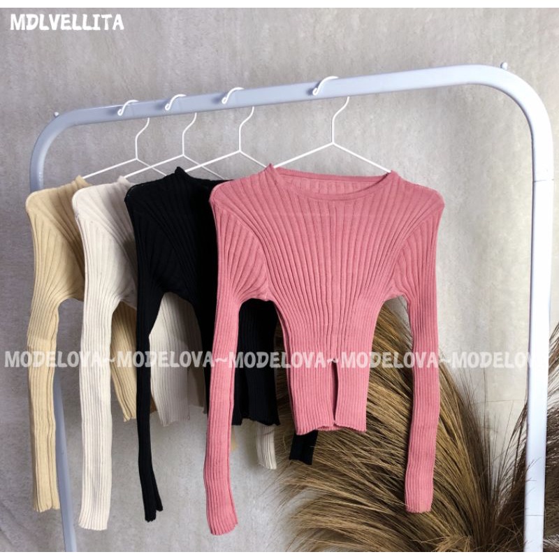 MDLV ~ BAJU RAJUT ELLITA ATASAN LENGAN PANJANG RAJUT CEWEK FASHION WANITA