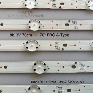 Lampu backlight TV LED Samsung 3V 8 kancing 70cm 1 baris