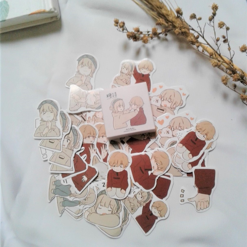 

45 Pcs Stiker Aesthetic/Stiker Box Cute Couple Dekorasi Scrapbook Journal DIY