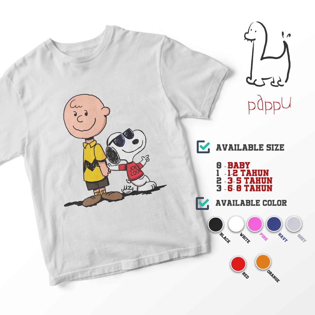 CI/40 Kaos Distro Anak Snoopy Cartoon Charlie Brown Peanuts Komik Comic T-Shirt