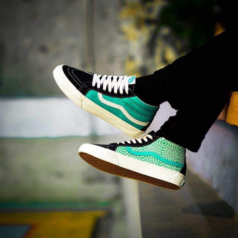 Vans SK8 Mid Reissue Dress Blues / Sea Green (Suede/Warped Check)