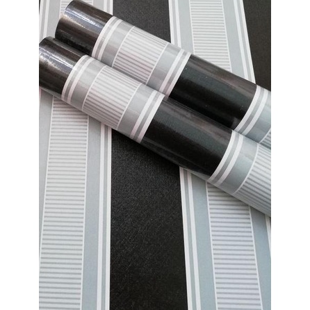 ♠ S31 Wallpaper Sticker Stripe Hitam Putih - Wallpaper Dinding ☪