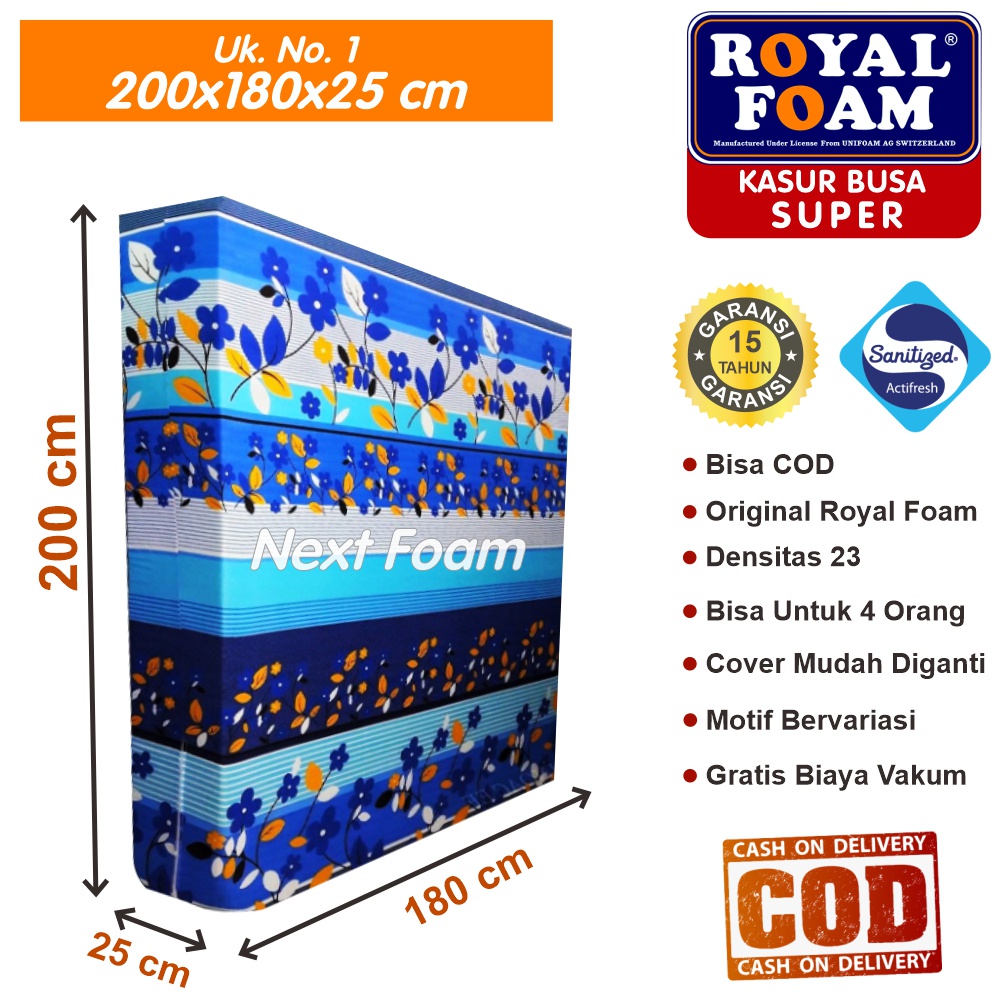 Kasur Busa Royal Foam Ukuran No 1 200x180x25 cm Tebal 25 cm D23 ORIGINAL Garansi 15 Tahun