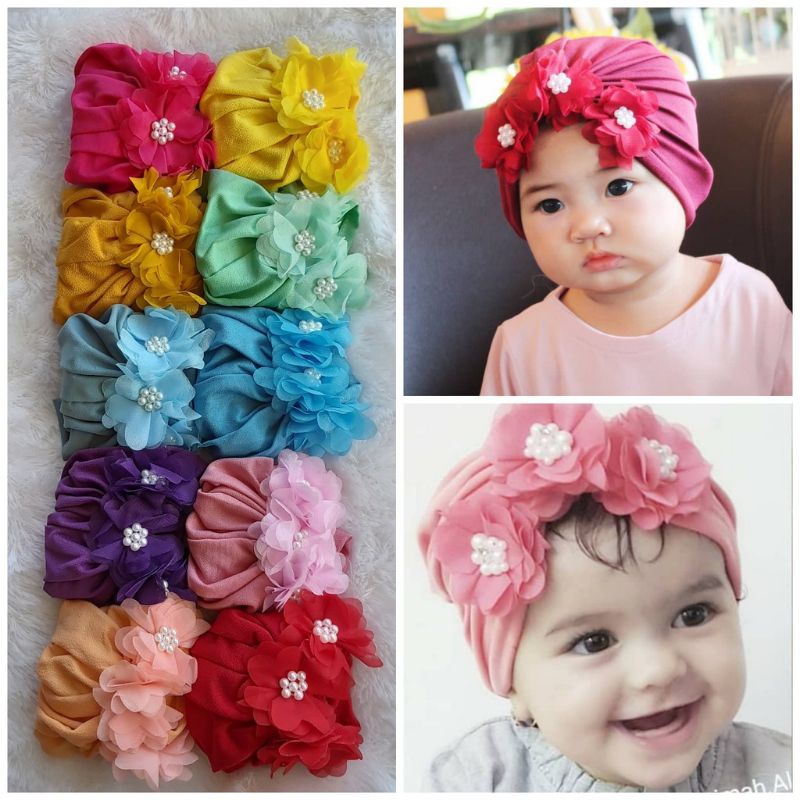 Turban Bayi / Anak 3 Bunga Cantik dan Lucu