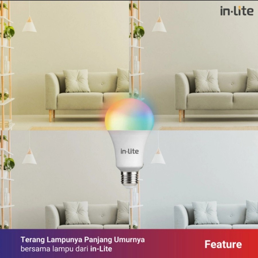 Inlite Lampu Bohlam LED 9 Watt Smart Bluetooth - RGB (BERGARANSI 1 TAHUN)