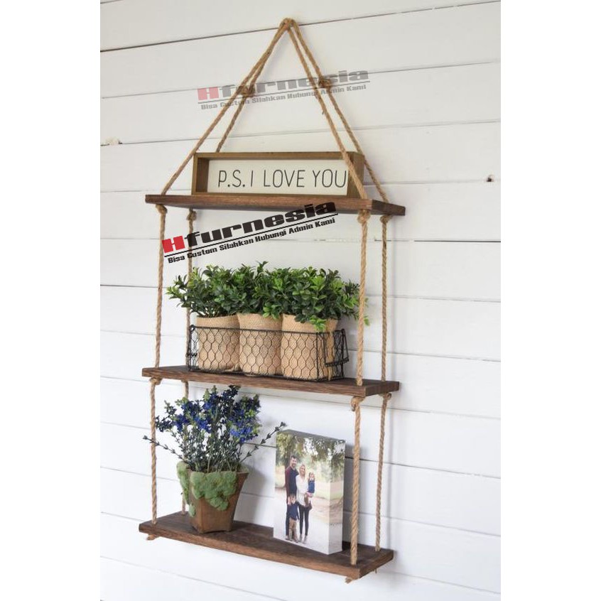 Rak Susun Kayu Jati Belanda Gantung Rak Bunga