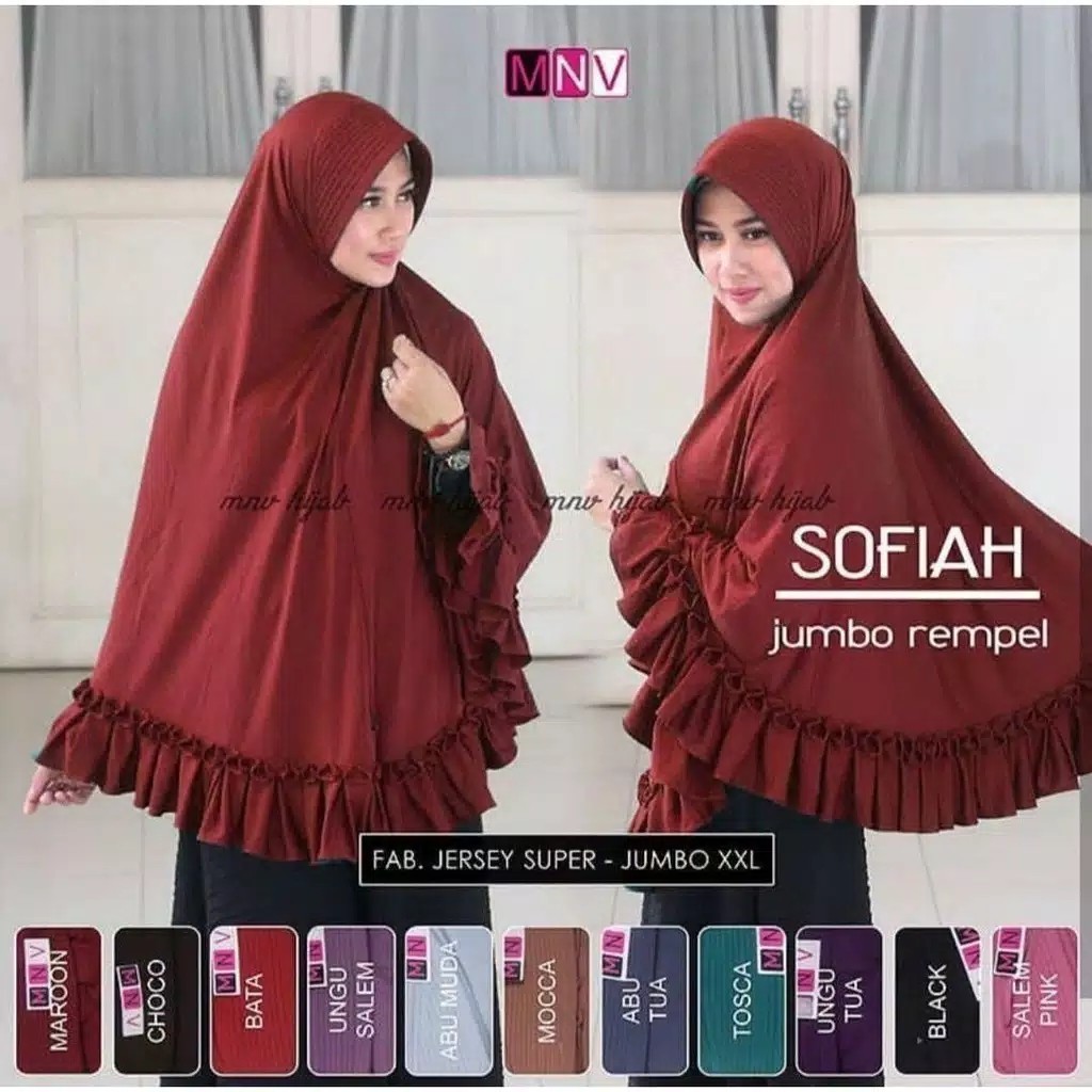 HIJAB JUMBO SOFIAH REMPEL KERUDUNG INSTAN BAHAN ADEM JERSEY KERUDUNG SUPER