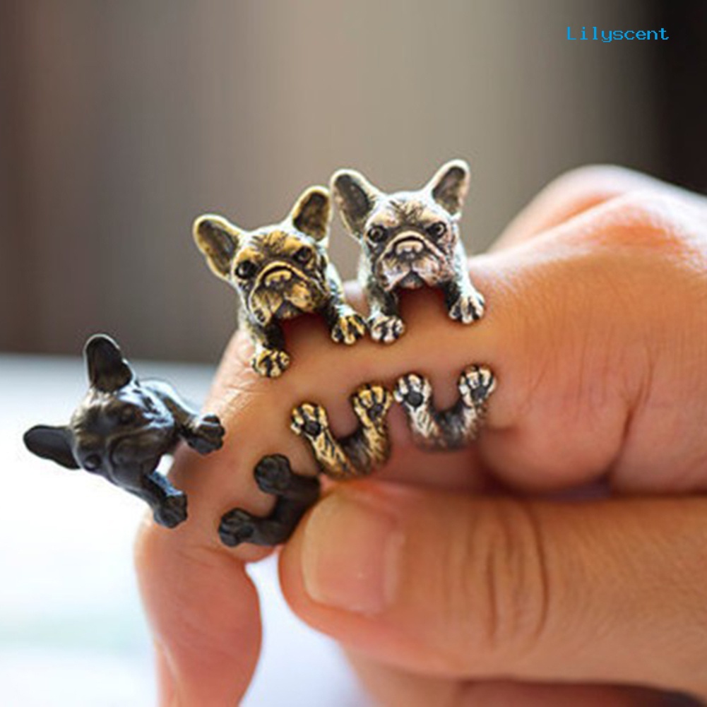 Ls Cincin Terbuka Adjustable Model Anjing Pitbull Gaya Retropunk Untuk Unisexpriawanita