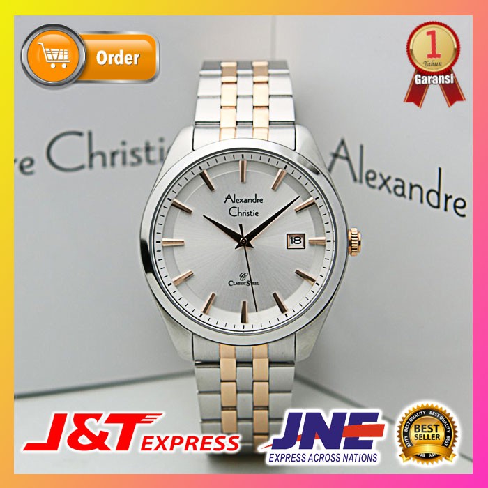 JAM TANGAN ALEXANDRE CHRISTIE ALEXANDER CHRISTIE PRIA COWOK ORIGINAL ORI ORIENT AC 8635 SILVER ROSE