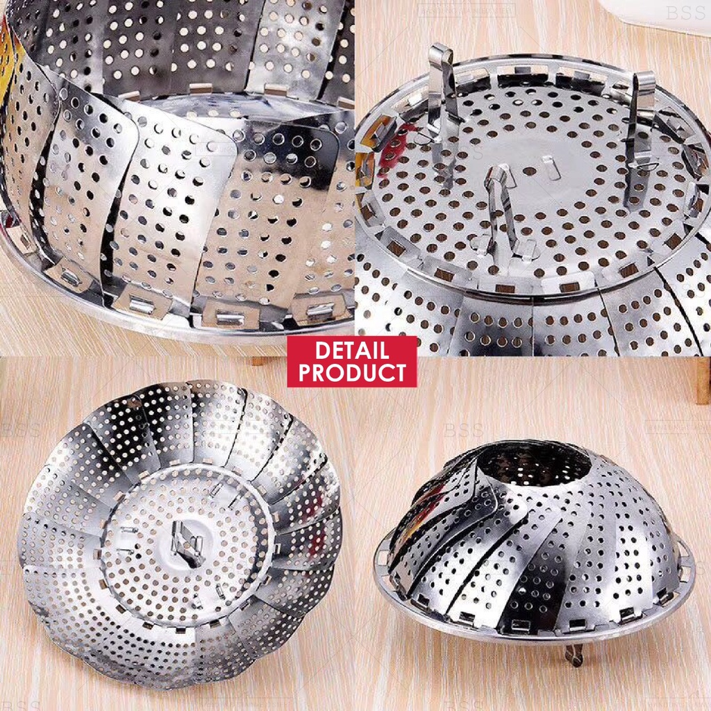 Alas Wadah Kukus Steamer Lipat Alat Steam Kukusan Bunga Teratai Lotus Stainless Steel Baki Uap Serbaguna Multifungsi Minimalis