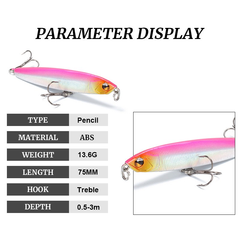 SYfishing 1Pcs Sinking Pencil Fishing Lure 14g/18g Swimbait Fishing Lure Bass Wobbler Kail Bait Tackle