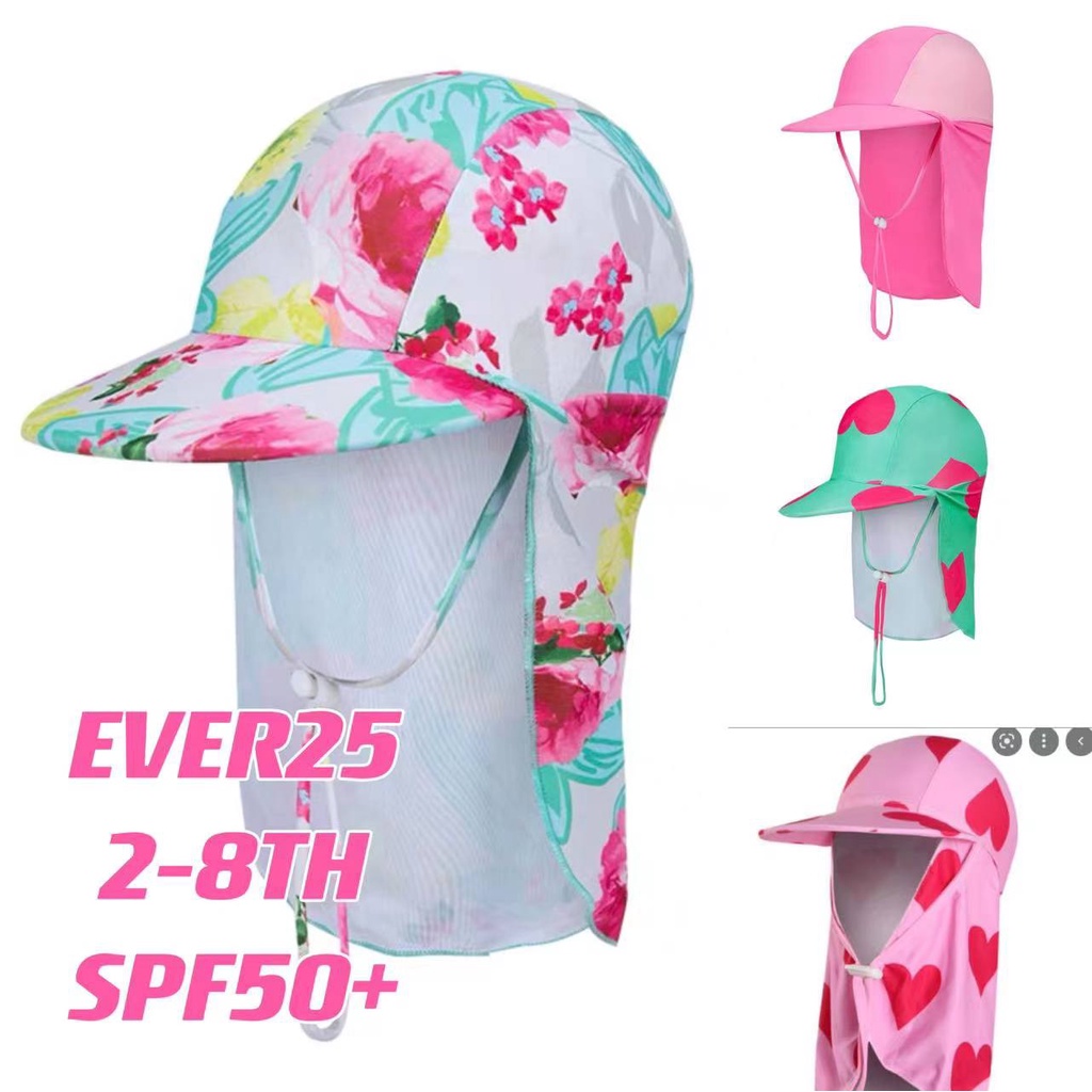 topi renang anak topi pantai cewek perempuan bayi swimming flat hat 6bln-8th SPF50+