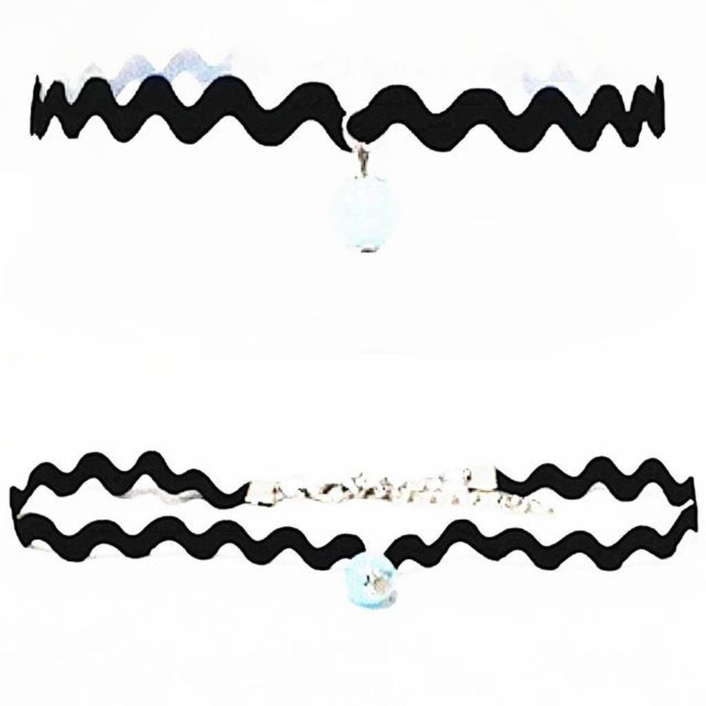 Zigzag Choker Necklace Aqua Pearl | Kalung Handmade