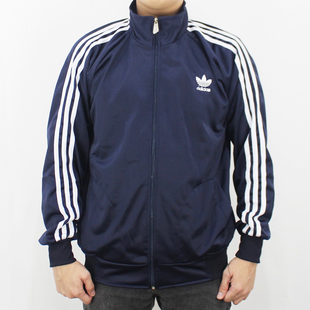 JAKET ADIDAS FIREBIRD NAVY LIST PUTIH M L XL  - JAKET FIREBIRD ADIDAS - JAKET OLAH RAGA - TRAINING