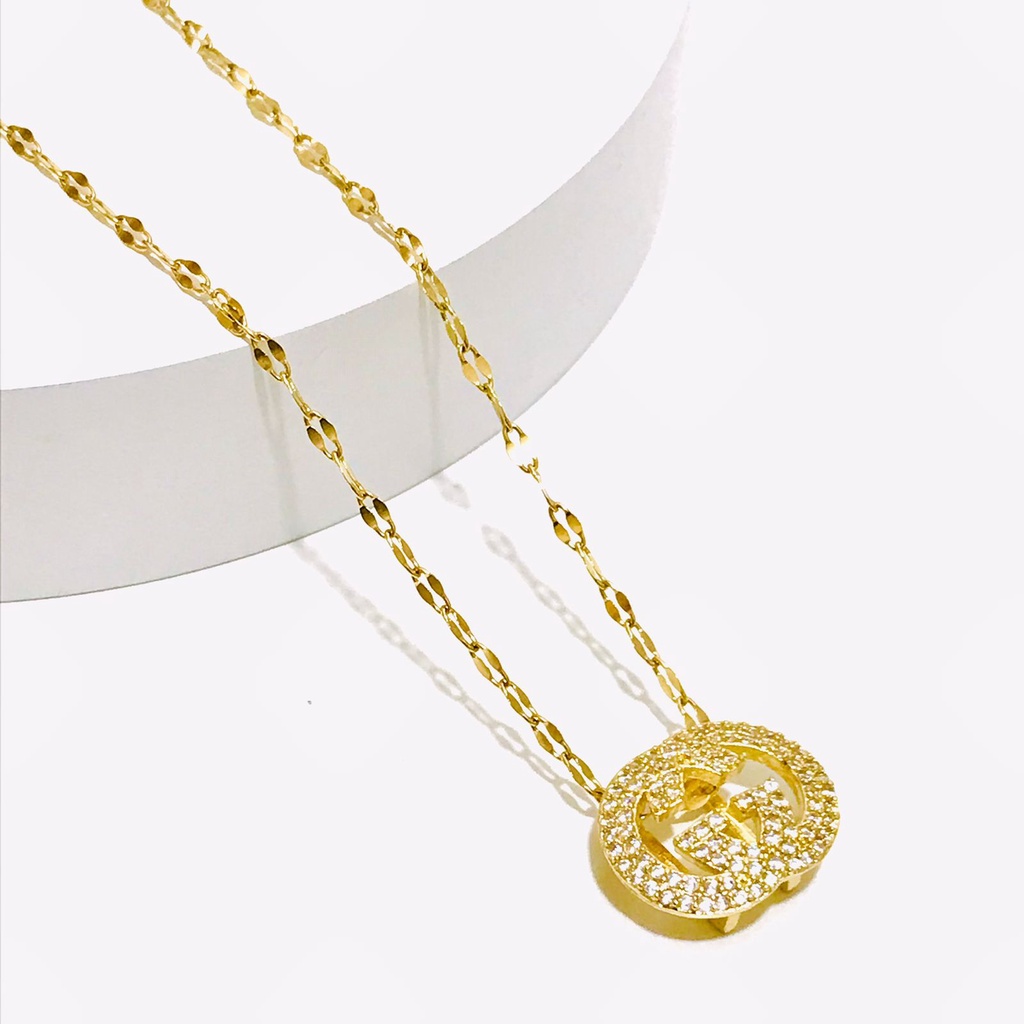 Kalung Titanium Wanita Lapis Emas Anti Karat KT-195-22