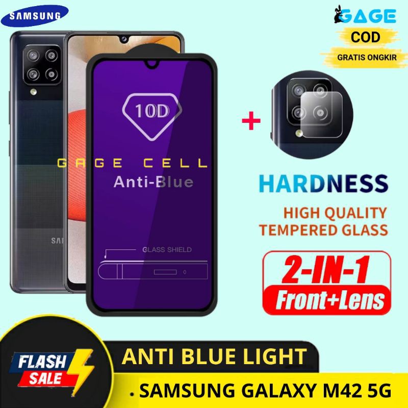 2IN1 TEMPERED GLASS ANTI BLUE LIGHT SAMSUNG GALAXY M42 5G TG ANTIGORES RADIASI SAMSUNG M42 PREMIUM