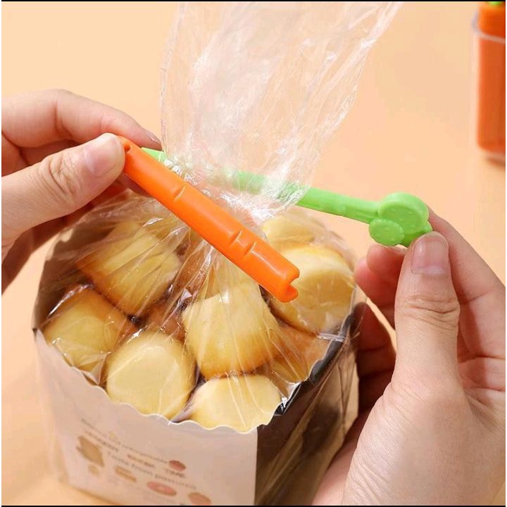 Set Isi 5 Klip Penjepit Makanan Bentuk Wortel Carrot Isi 5 - Klip Penjepit Makanan - Klip Sealing Snack Sealer Segel - Alat Penjepit Plastik Makanan