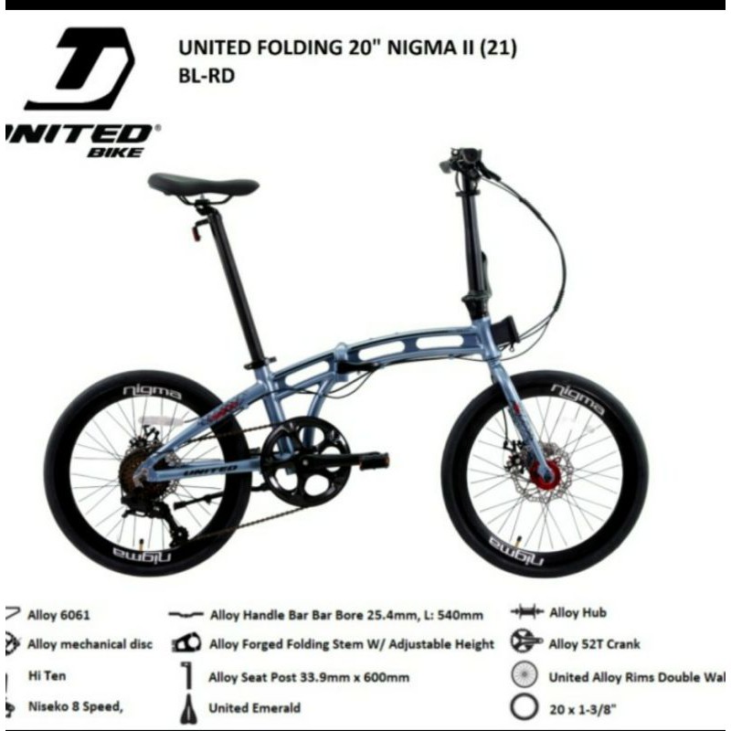 United Nigma II sepeda lipat 20