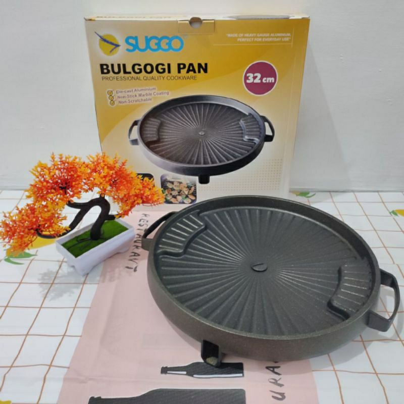 Suggo Bulgogi Grill Pan Pluz Kaca 32cm Alat Panggang Korea Anti Lengket